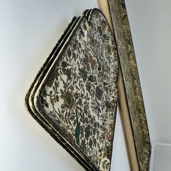 4 Vintage Knobler Plates Serving Tray Set Parisian Parrot Asian Hummingbird Chic - Picture 6 of 10